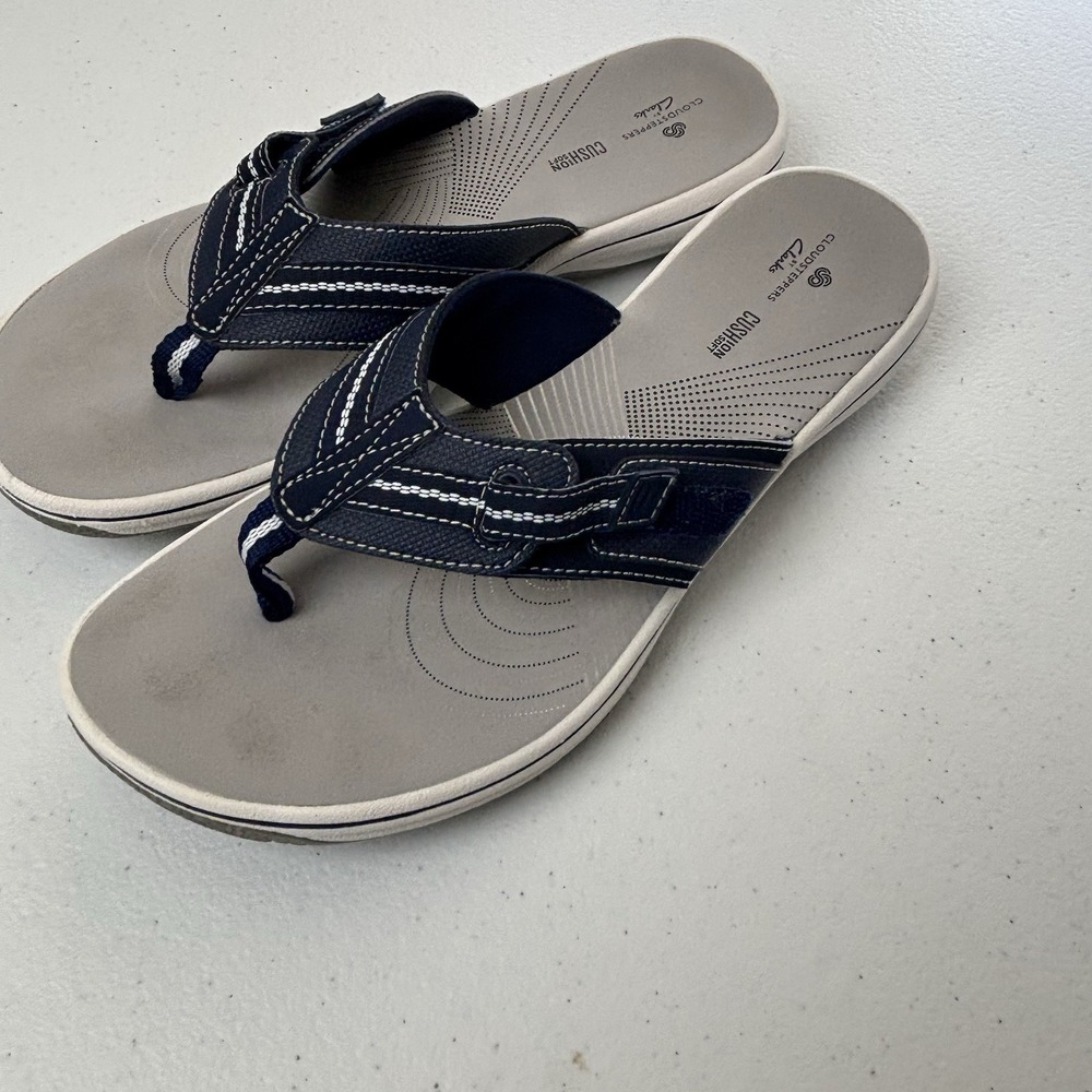 Clarks Womens Cloudsteppers Brinkley Jazz Gray Flip Flops, US8 EUR 39 Uk 5.5D